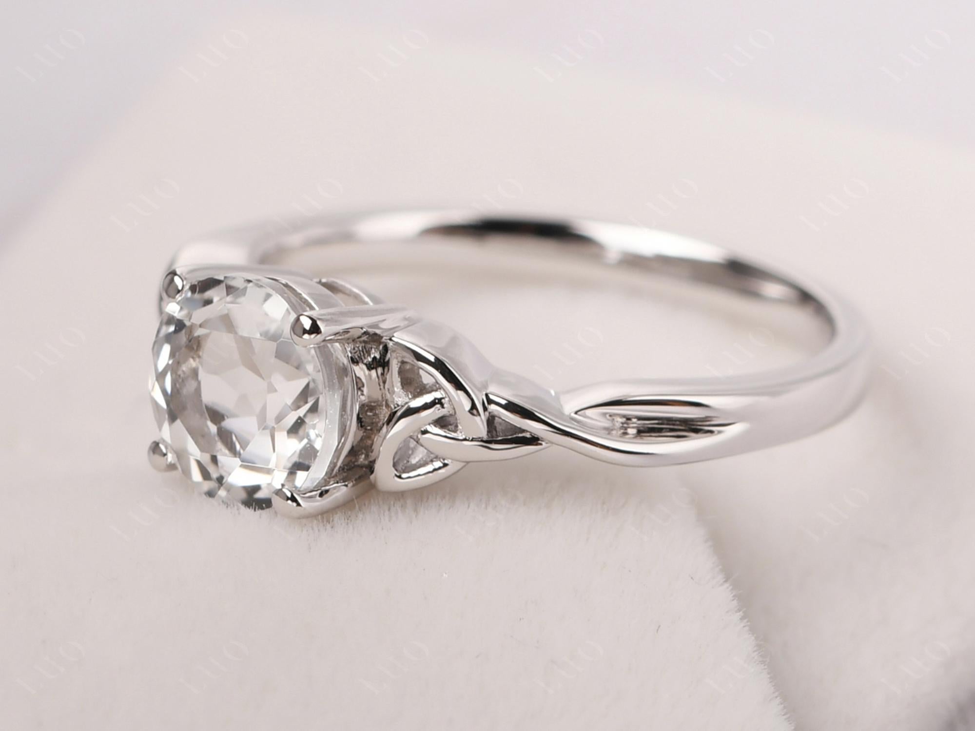 Round Cut White Topaz Celtic Ring - LUO Jewelry