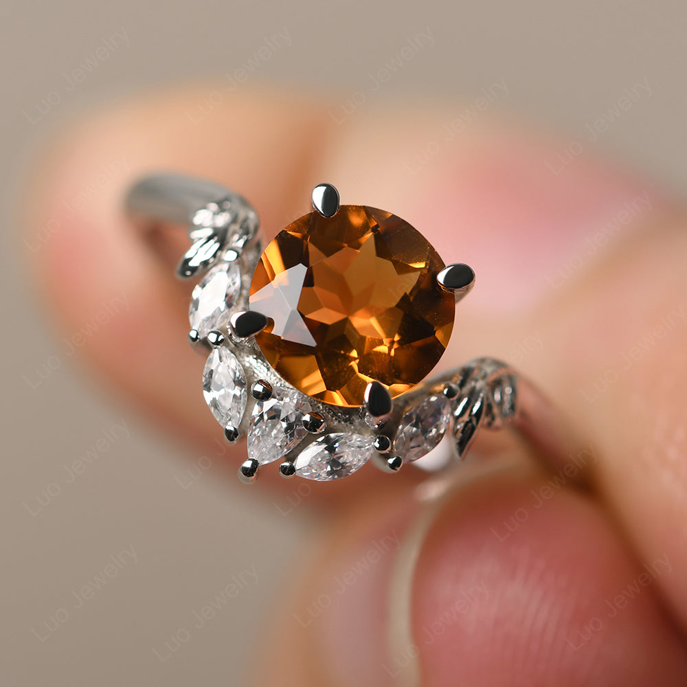 Citrine Ring With Marquise Side Stone - LUO Jewelry