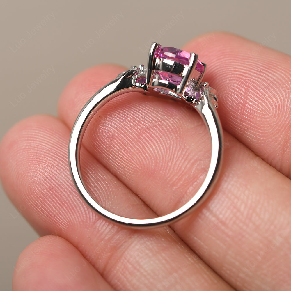 Pink Sapphire Ring With Marquise Side Stone - LUO Jewelry