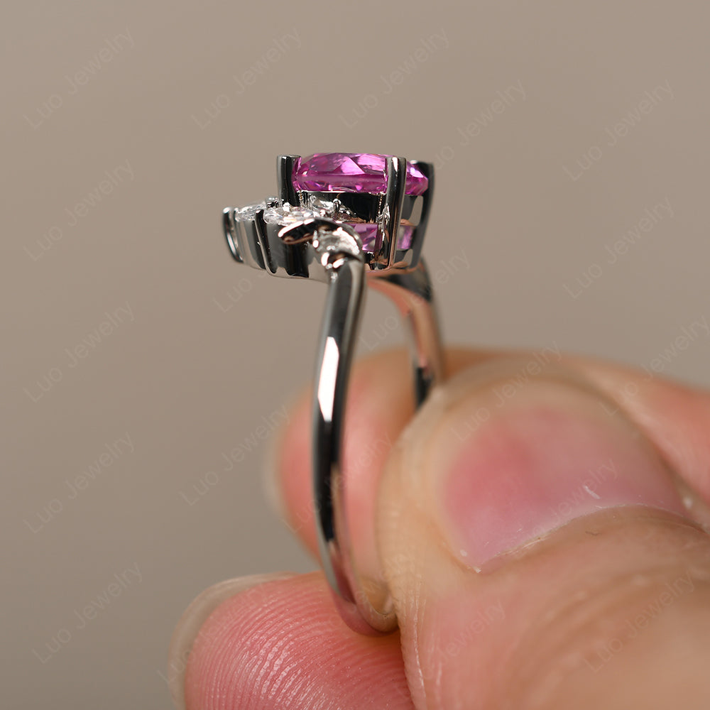 Pink Sapphire Ring With Marquise Side Stone - LUO Jewelry
