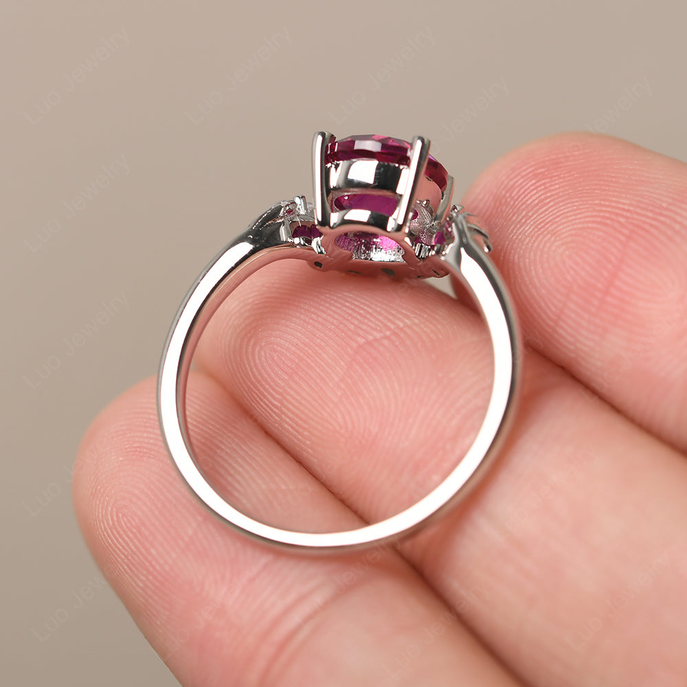 Ruby Ring With Marquise Side Stone - LUO Jewelry