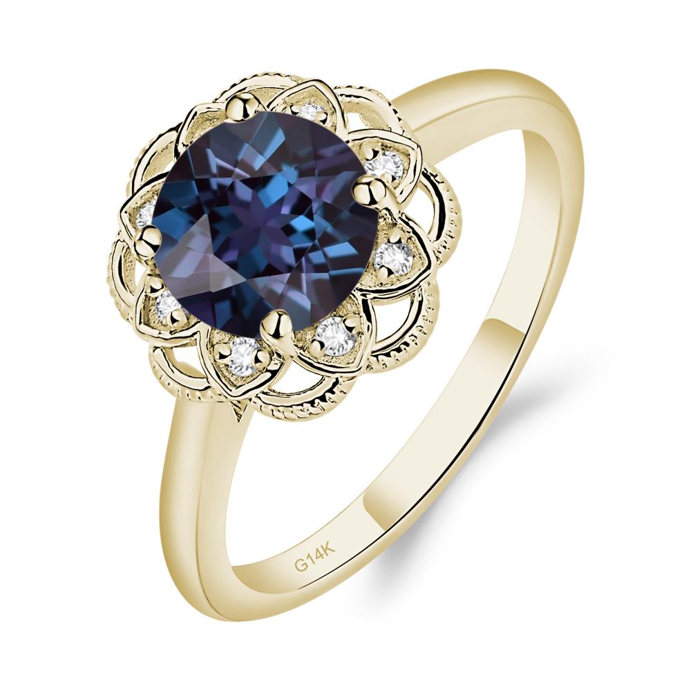 Alexandrite Vintage Inspired Filigree Ring - LUO Jewelry #metal_14k yellow gold