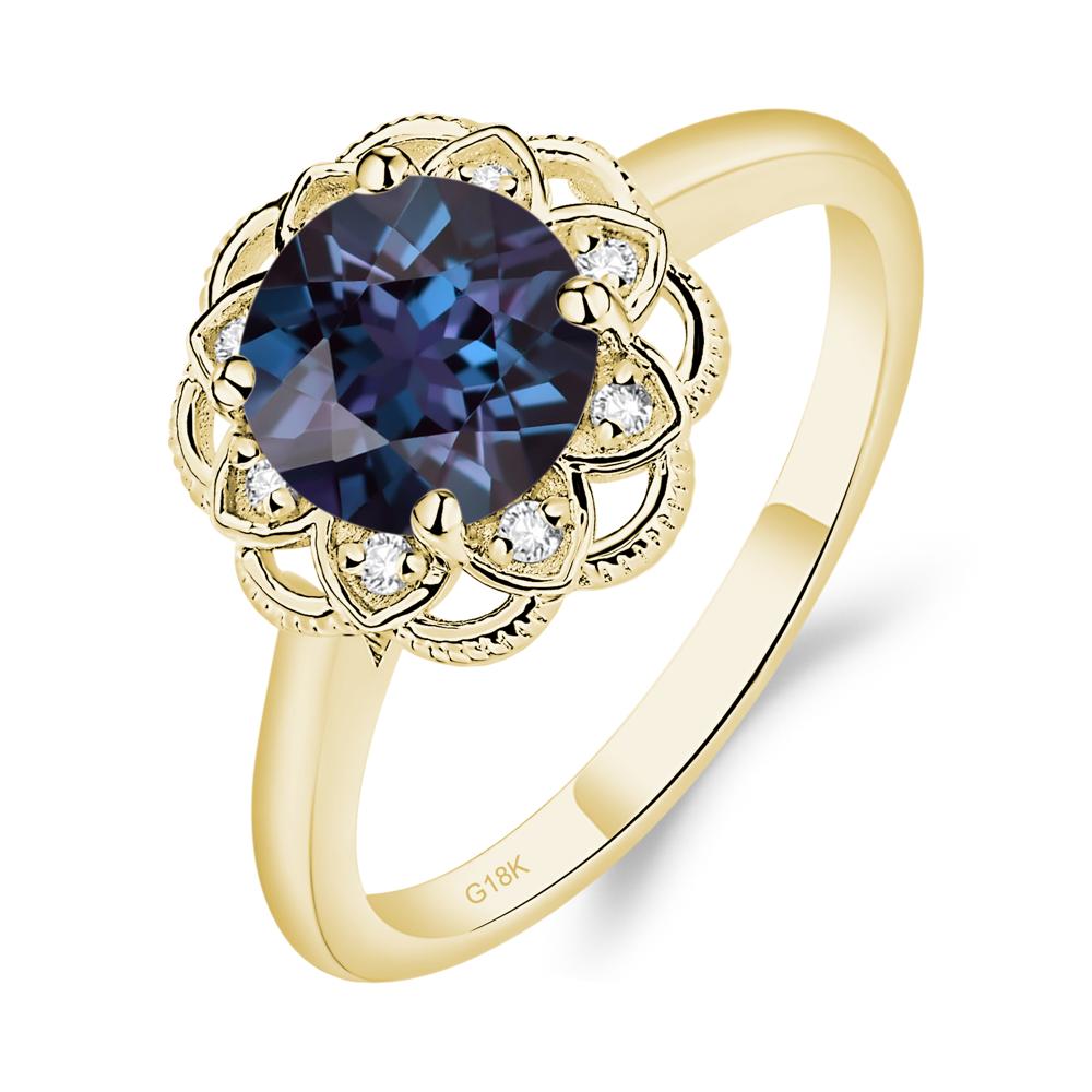 Alexandrite Vintage Inspired Filigree Ring - LUO Jewelry #metal_18k yellow gold
