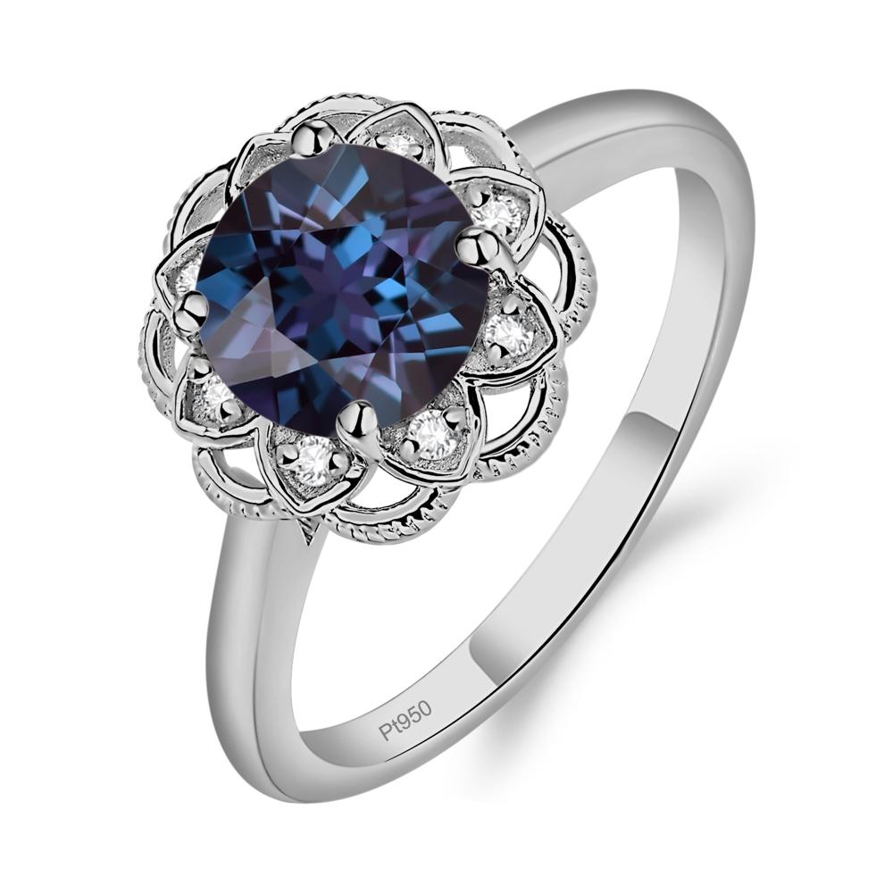 Alexandrite Vintage Inspired Filigree Ring - LUO Jewelry #metal_platinum