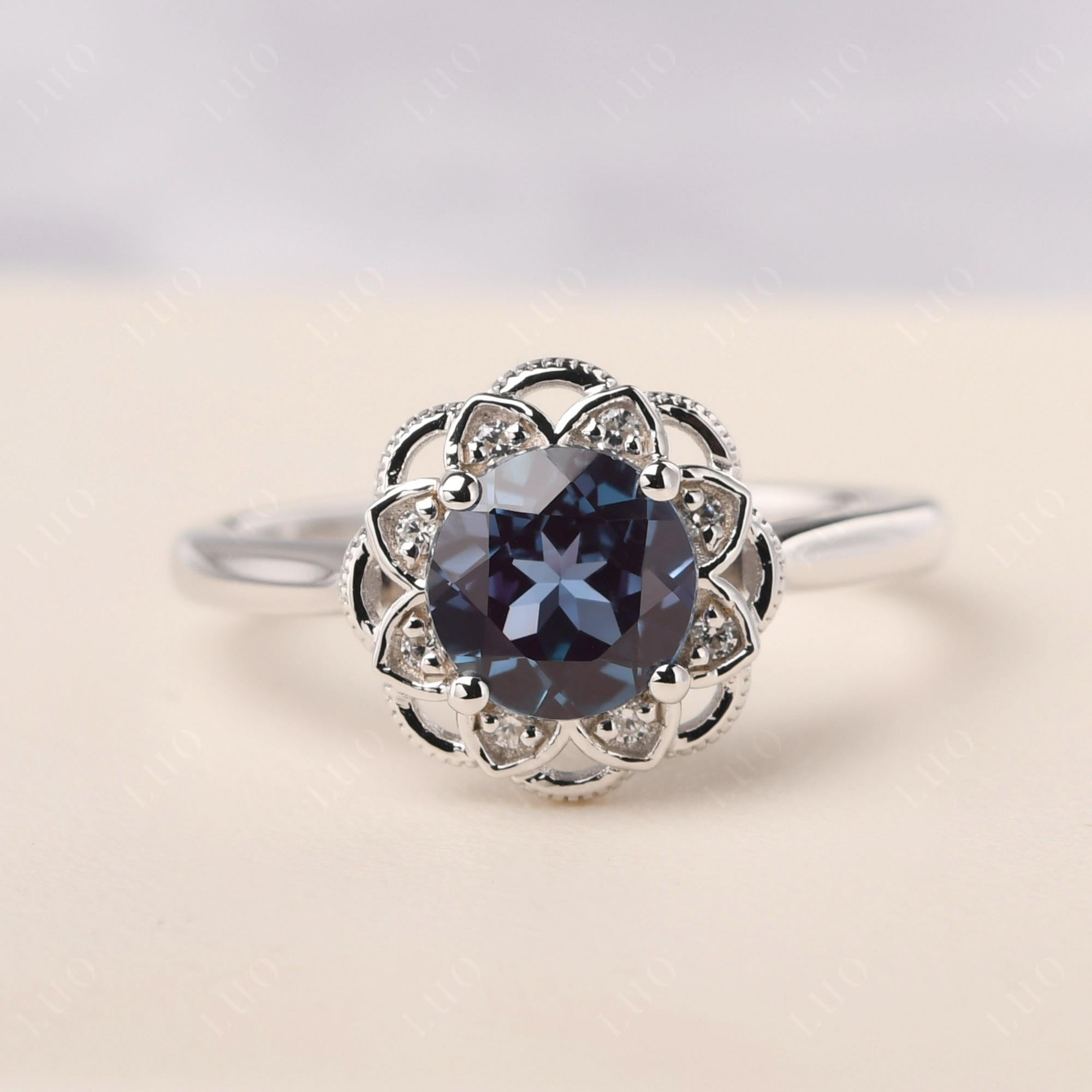 Alexandrite Vintage Inspired Filigree Ring - LUO Jewelry