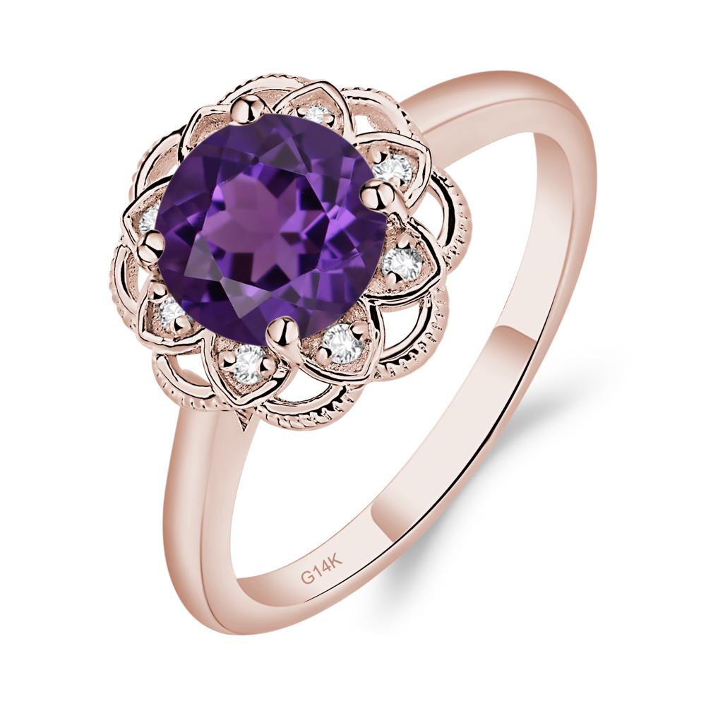 Amethyst Vintage Inspired Filigree Ring - LUO Jewelry #metal_14k rose gold