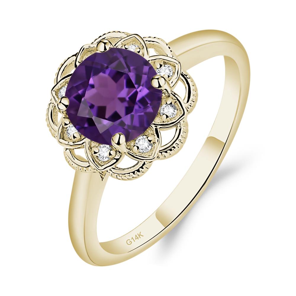 Amethyst Vintage Inspired Filigree Ring - LUO Jewelry #metal_14k yellow gold