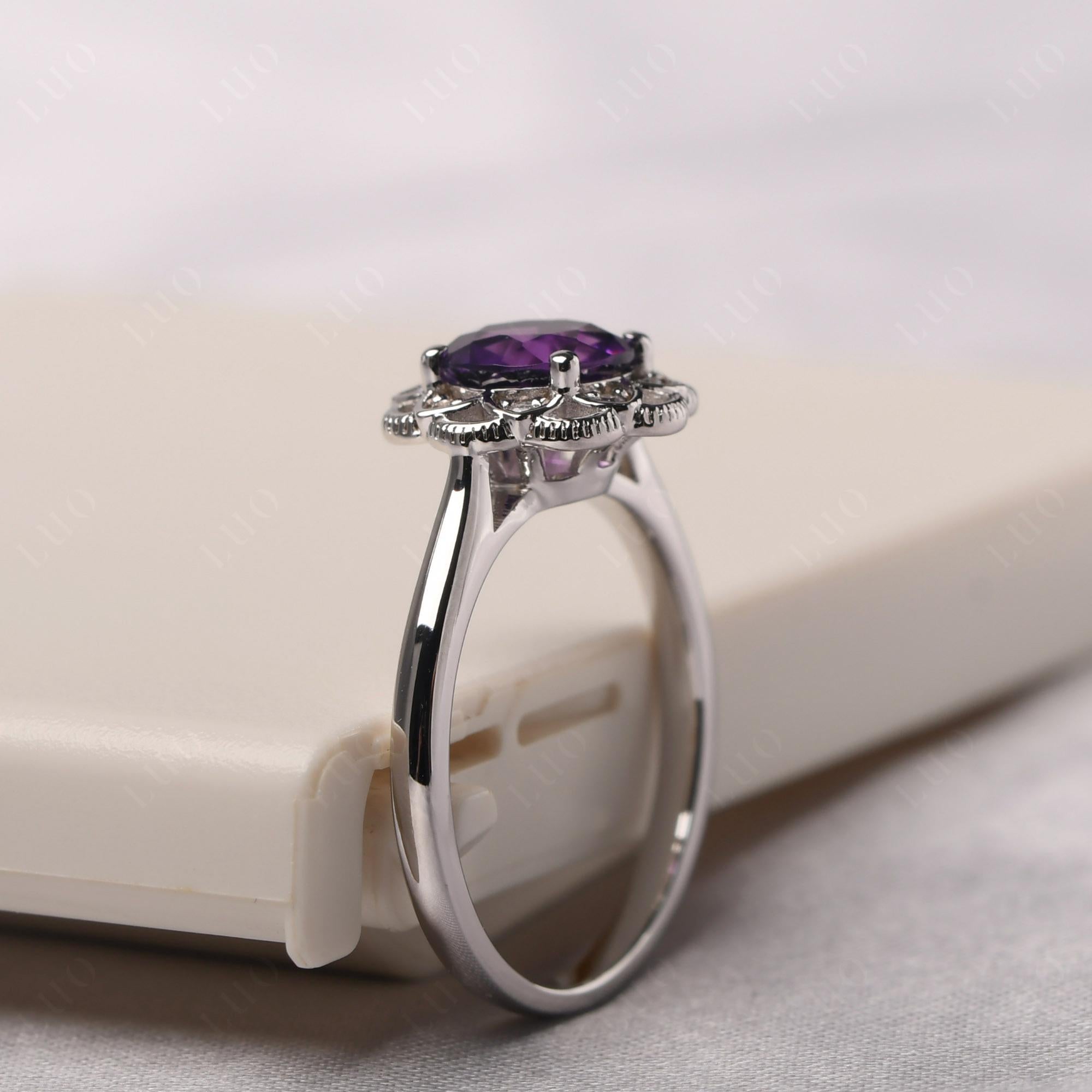 Amethyst Vintage Inspired Filigree Ring - LUO Jewelry