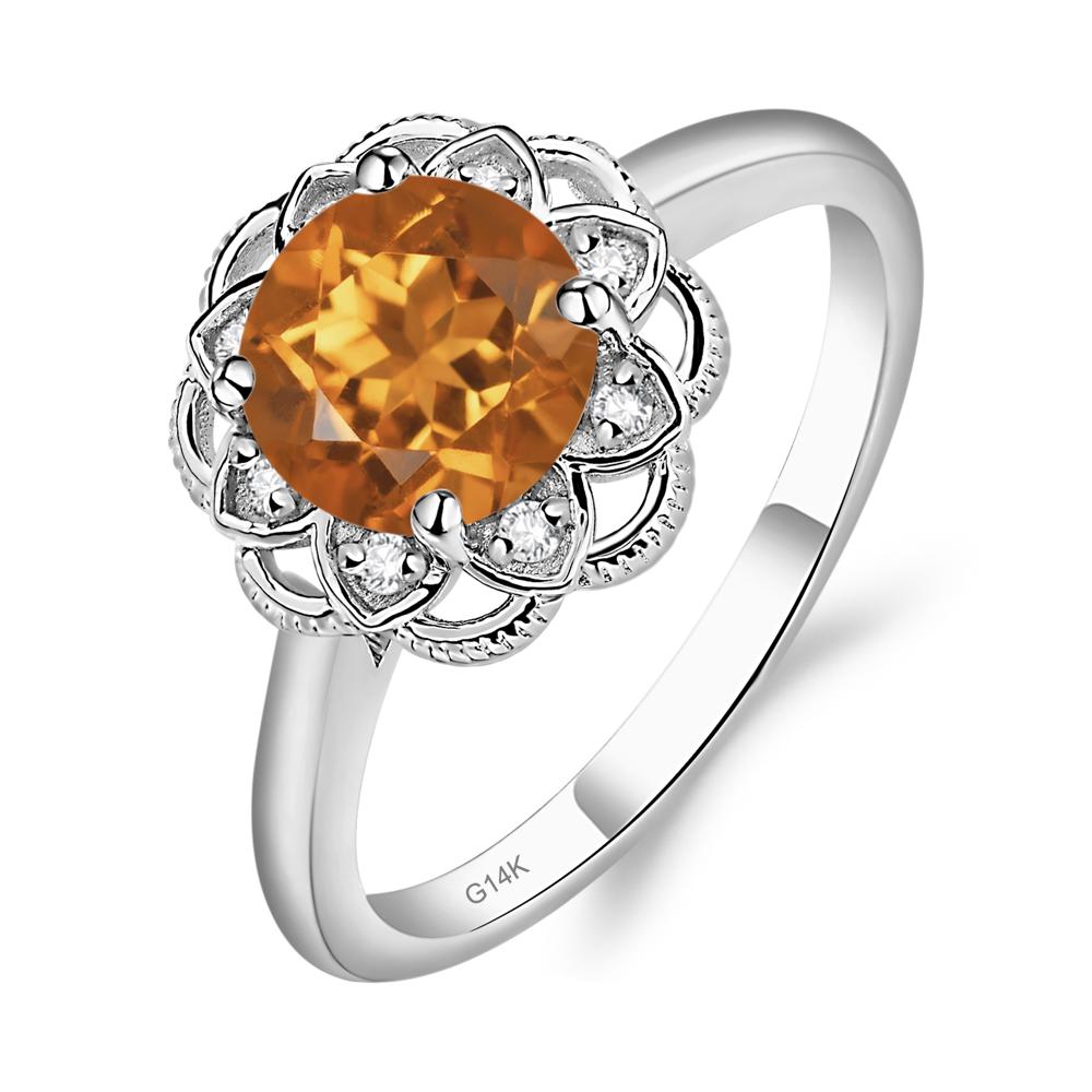 Citrine Vintage Inspired Filigree Ring - LUO Jewelry #metal_14k white gold