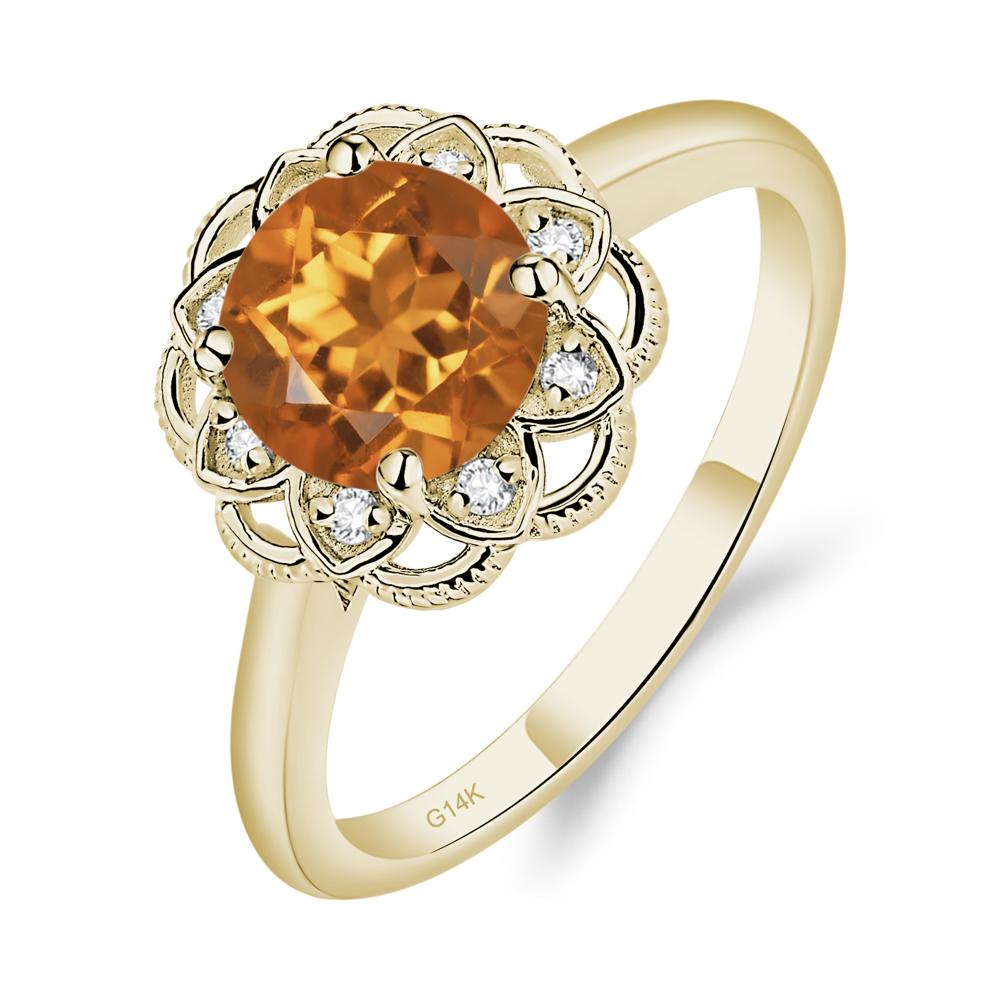Citrine Vintage Inspired Filigree Ring - LUO Jewelry #metal_14k yellow gold