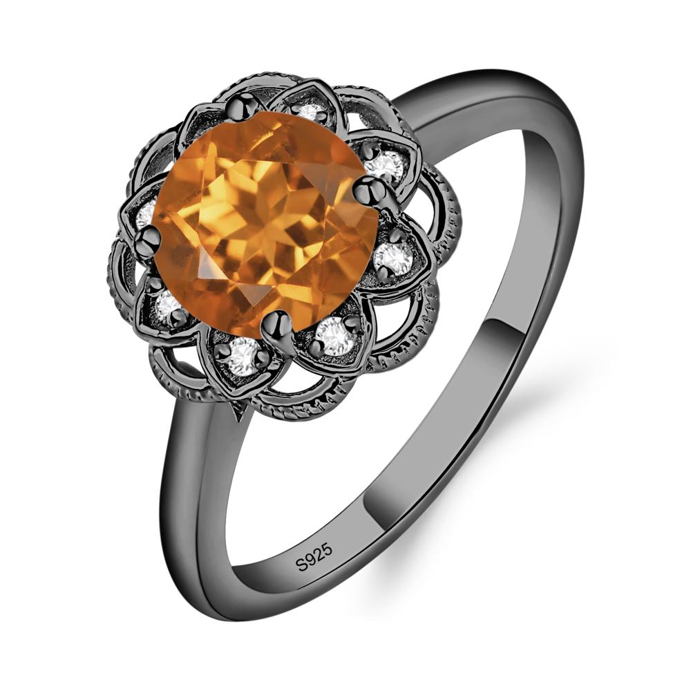 Citrine Vintage Inspired Filigree Ring - LUO Jewelry #metal_black finish sterling silver