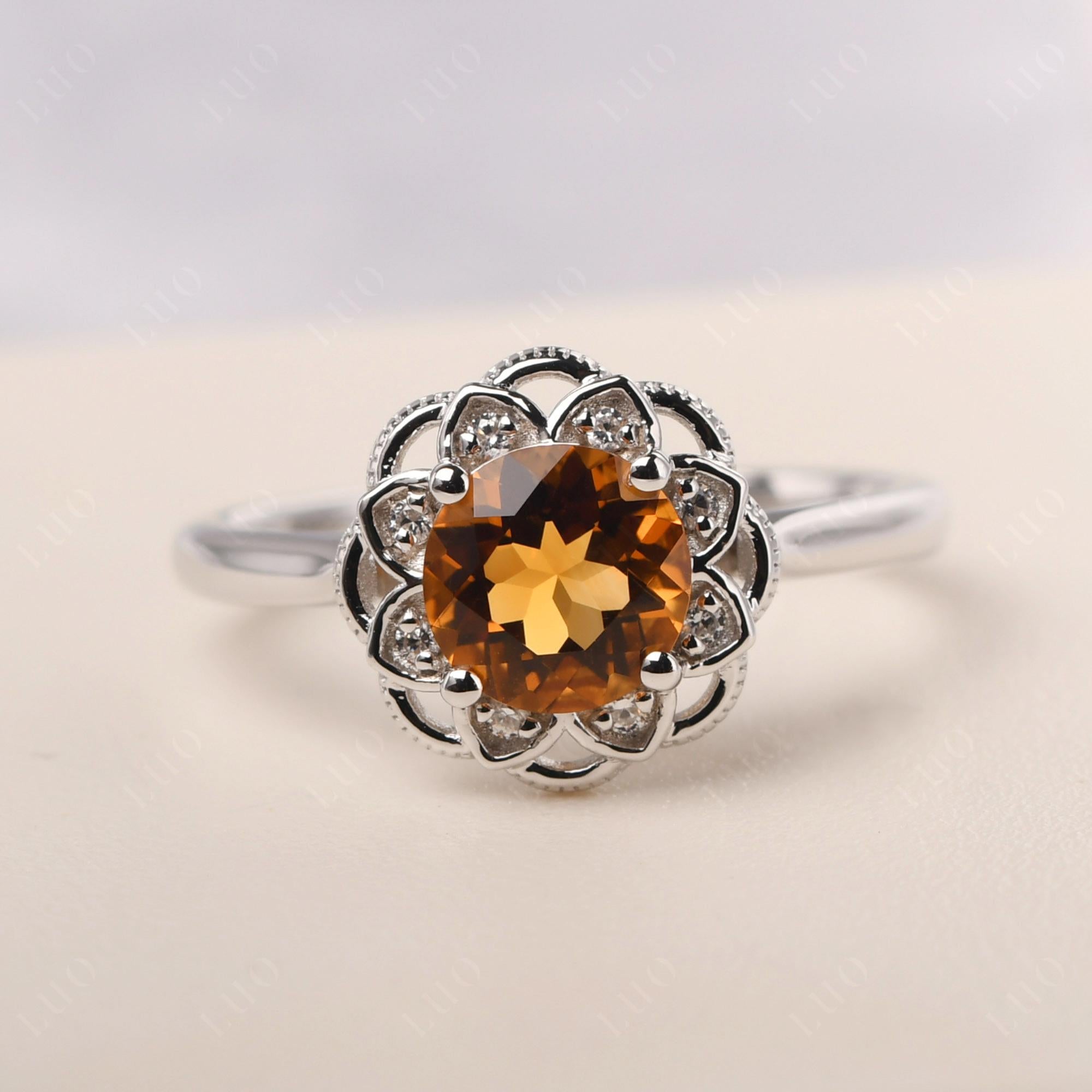 Citrine Vintage Inspired Filigree Ring - LUO Jewelry