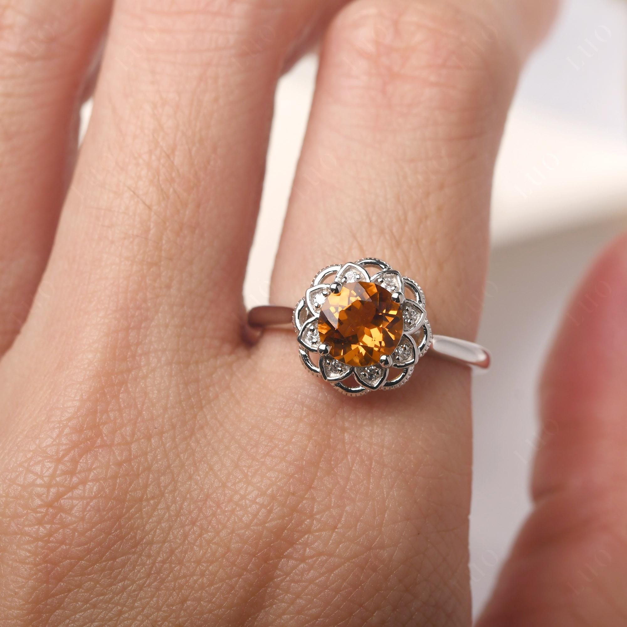Citrine Vintage Inspired Filigree Ring - LUO Jewelry