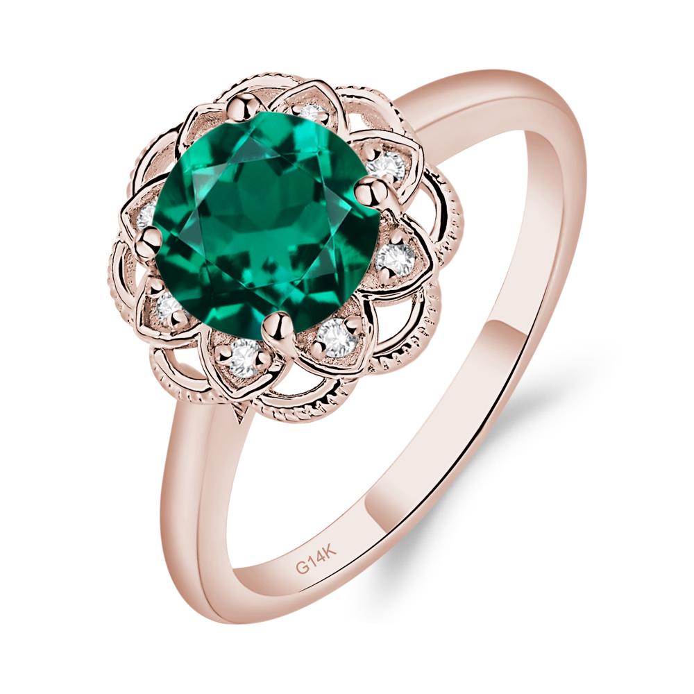 Emerald Vintage Inspired Filigree Ring - LUO Jewelry #metal_14k rose gold