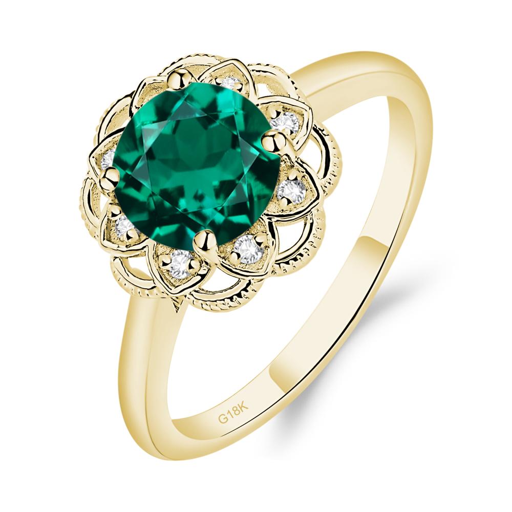 Emerald Vintage Inspired Filigree Ring - LUO Jewelry #metal_18k yellow gold