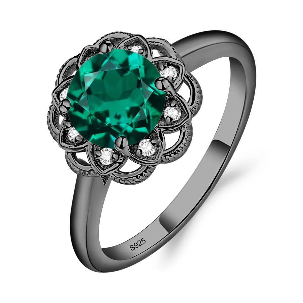 Emerald Vintage Inspired Filigree Ring - LUO Jewelry #metal_black finish sterling silver