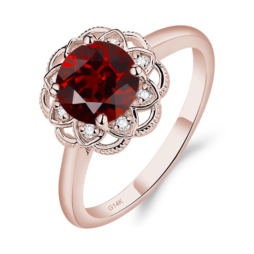 Garnet Vintage Inspired Filigree Ring - LUO Jewelry #metal_14k rose gold