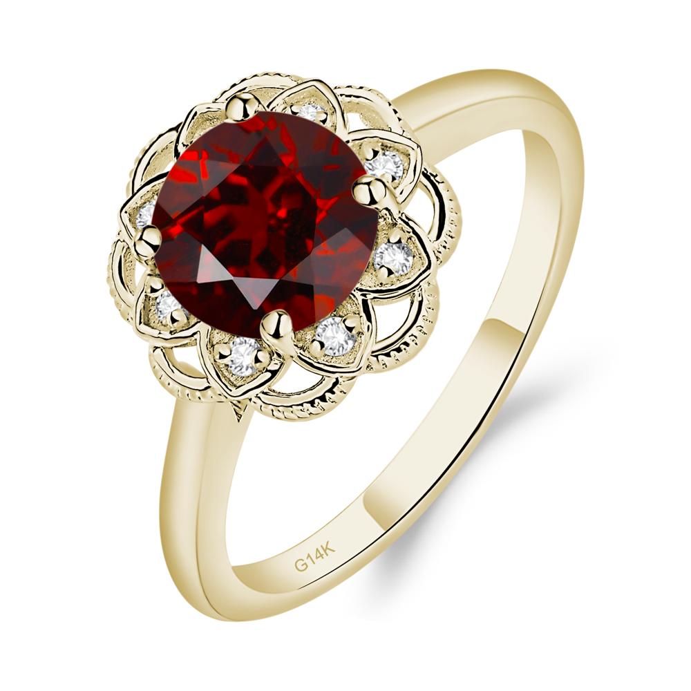 Garnet Vintage Inspired Filigree Ring - LUO Jewelry #metal_14k yellow gold