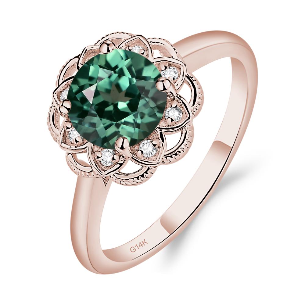 Lab Created Green Sapphire Vintage Inspired Filigree Ring - LUO Jewelry #metal_14k rose gold