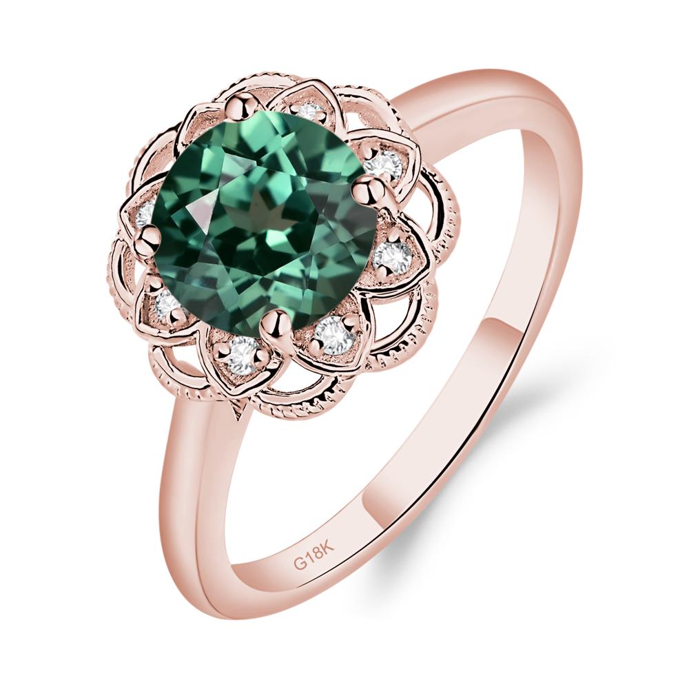 Lab Created Green Sapphire Vintage Inspired Filigree Ring - LUO Jewelry #metal_18k rose gold
