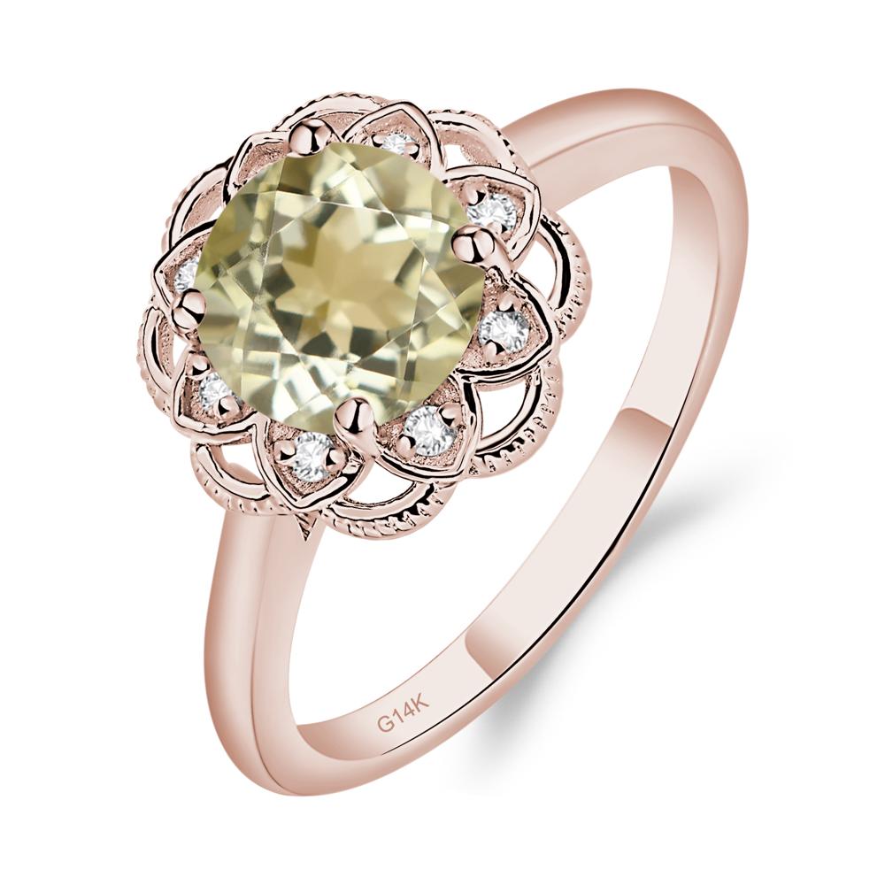 Lemon Quartz Vintage Inspired Filigree Ring - LUO Jewelry #metal_14k rose gold