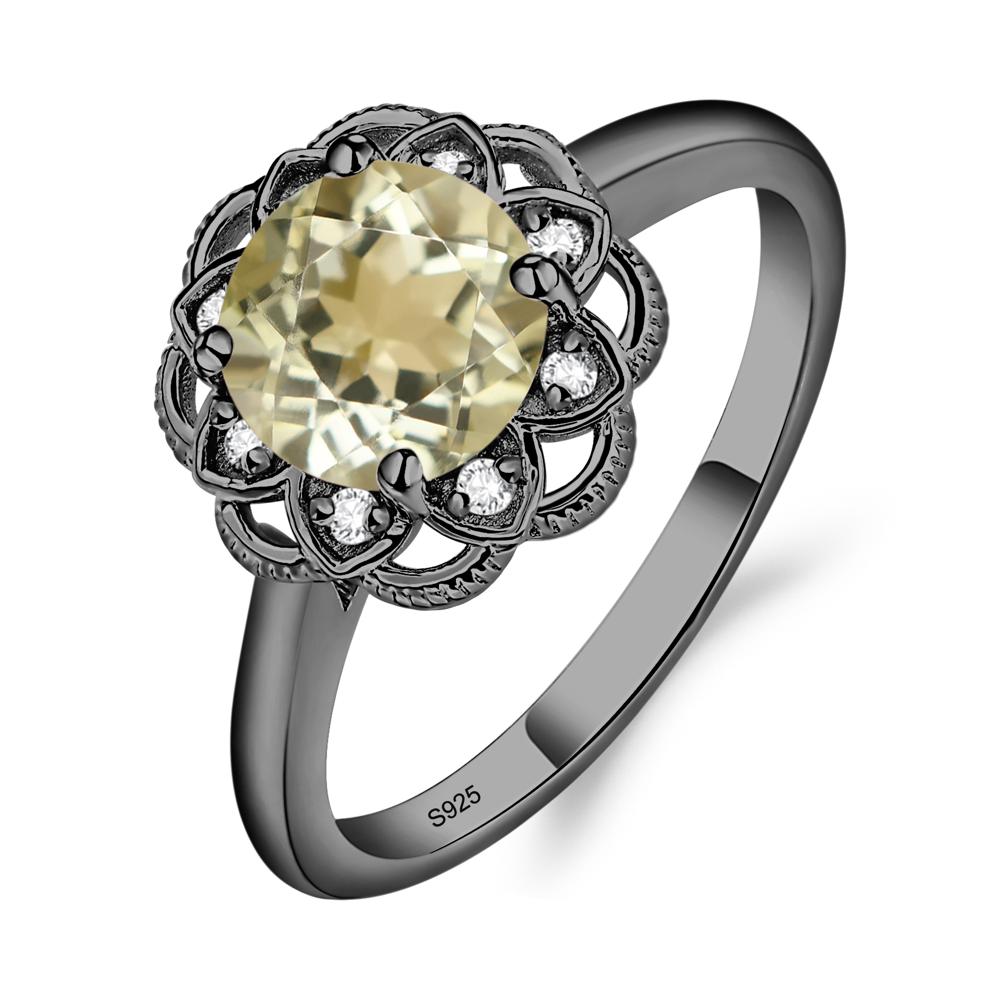 Lemon Quartz Vintage Inspired Filigree Ring - LUO Jewelry #metal_black finish sterling silver