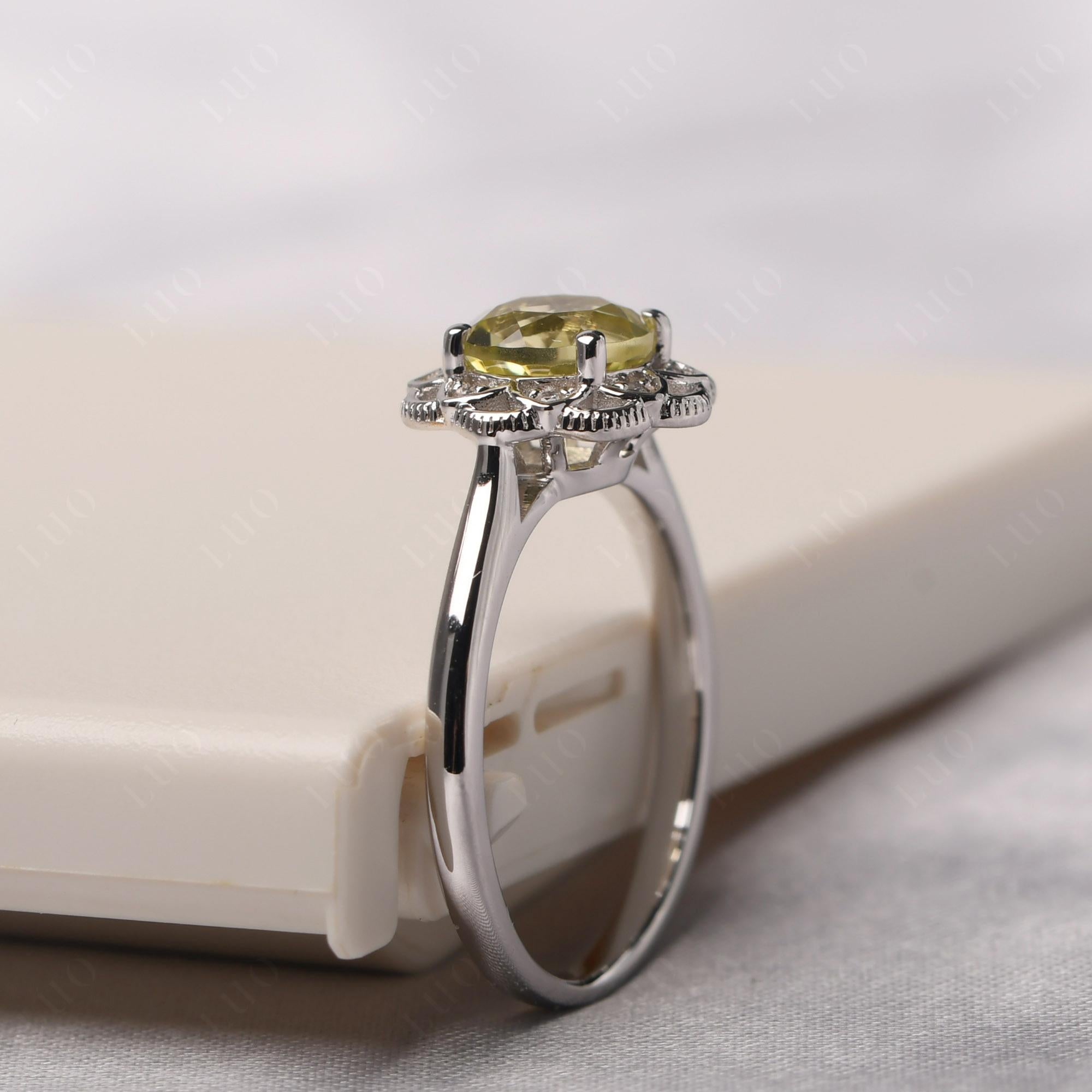 Lemon Quartz Vintage Inspired Filigree Ring - LUO Jewelry