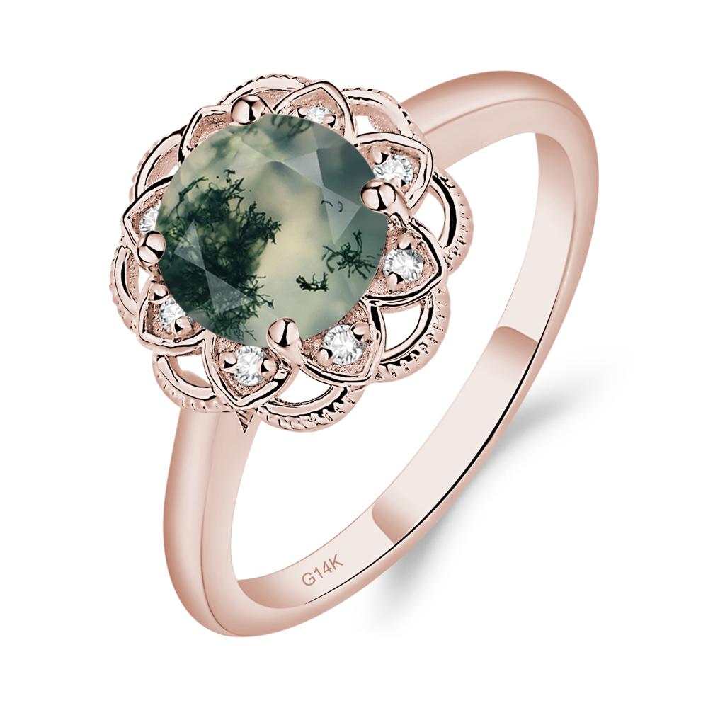 Moss Agate Vintage Inspired Filigree Ring - LUO Jewelry #metal_14k rose gold