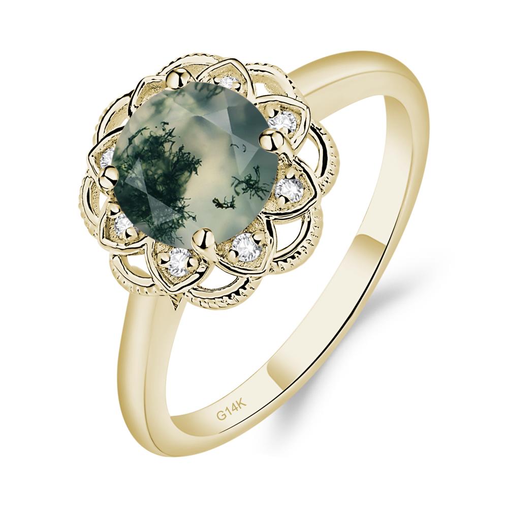 Moss Agate Vintage Inspired Filigree Ring - LUO Jewelry #metal_14k yellow gold