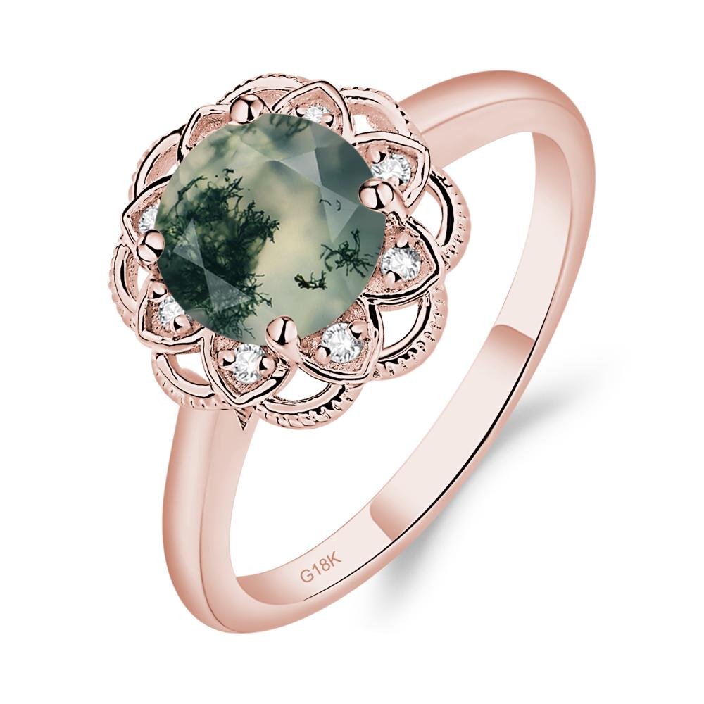 Moss Agate Vintage Inspired Filigree Ring - LUO Jewelry #metal_18k rose gold
