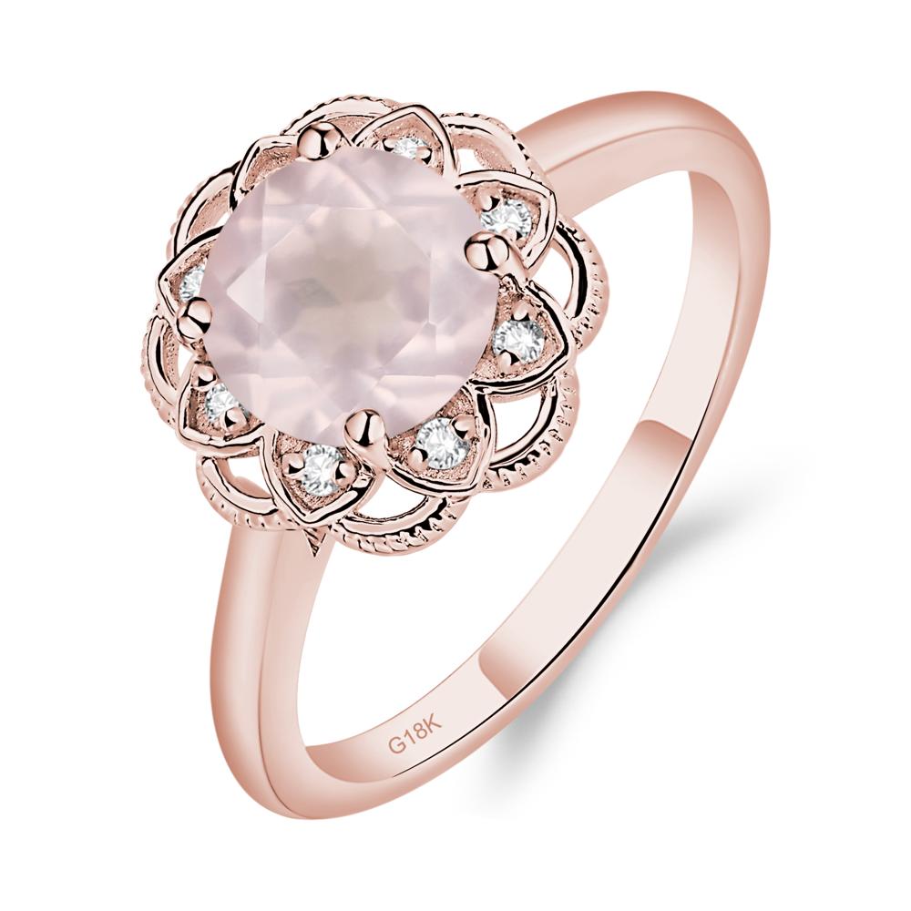 Rose Quartz Vintage Inspired Filigree Ring - LUO Jewelry #metal_18k rose gold