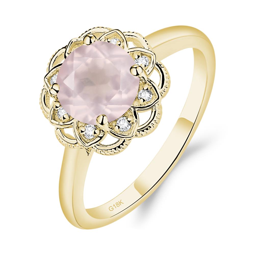 Rose Quartz Vintage Inspired Filigree Ring - LUO Jewelry #metal_18k yellow gold