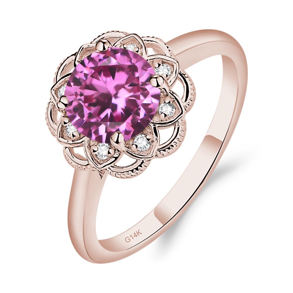 Pink Sapphire Vintage Inspired Filigree Ring - LUO Jewelry #metal_14k rose gold