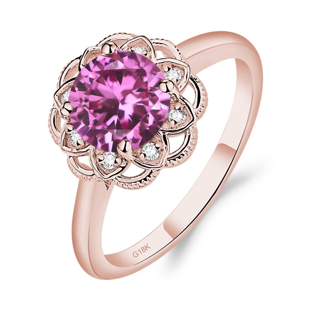 Pink Sapphire Vintage Inspired Filigree Ring - LUO Jewelry #metal_18k rose gold
