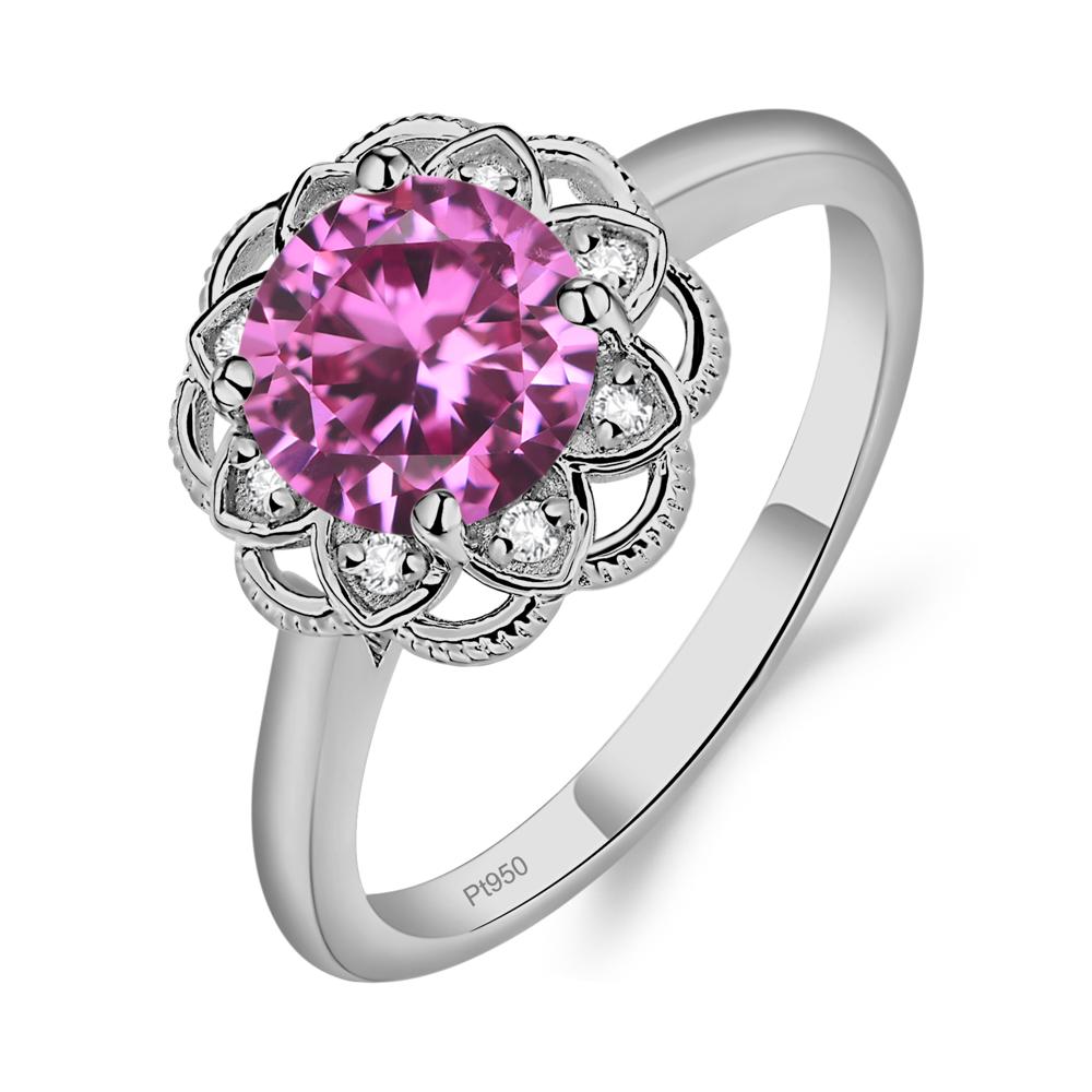 Pink Sapphire Vintage Inspired Filigree Ring - LUO Jewelry #metal_platinum