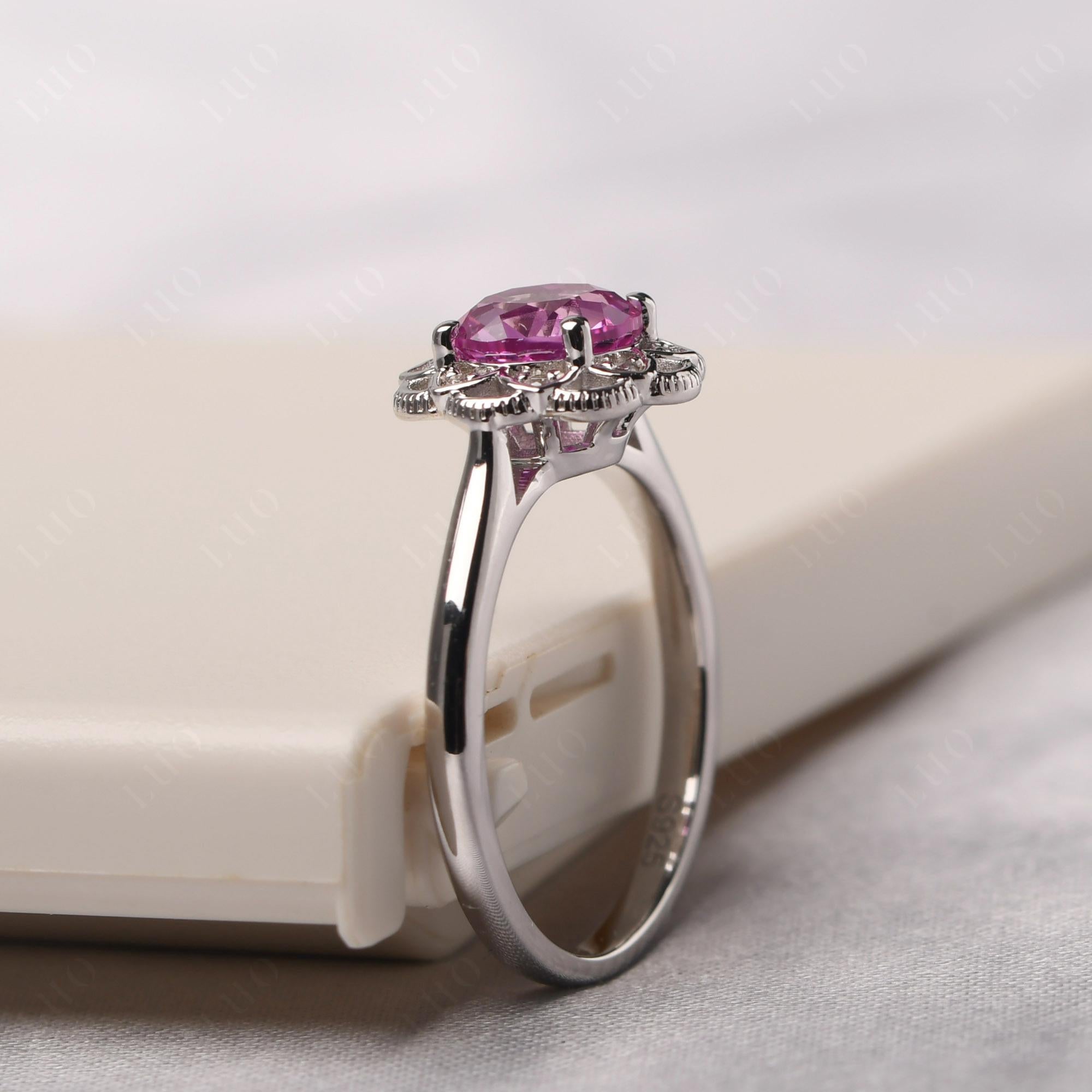 Pink Sapphire Vintage Inspired Filigree Ring - LUO Jewelry