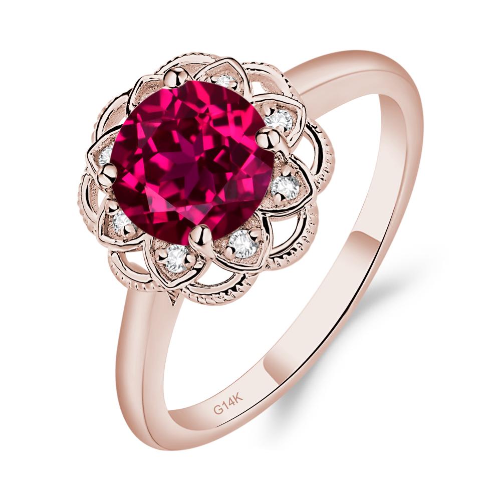 Ruby Vintage Inspired Filigree Ring - LUO Jewelry #metal_14k rose gold