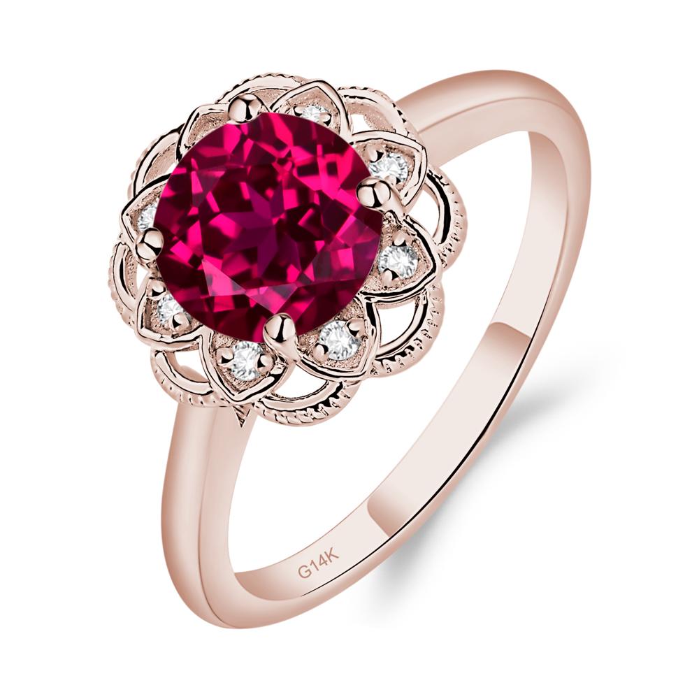 Round Cut Ruby Filigree Ring | LUO