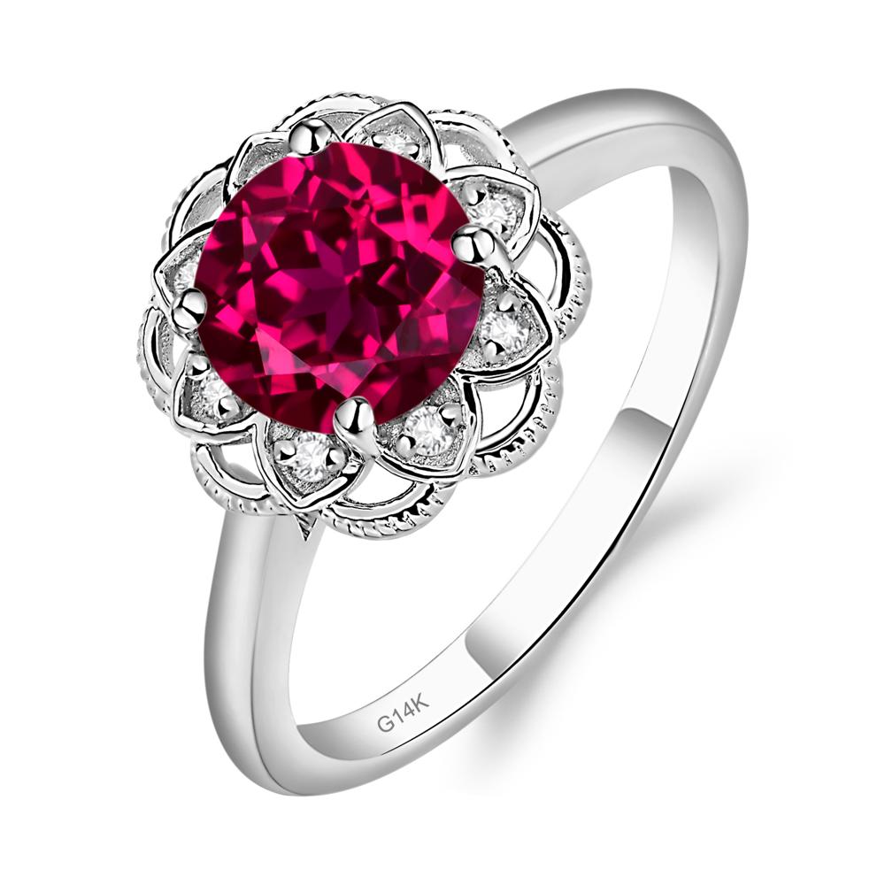 Ruby Vintage Inspired Filigree Ring - LUO Jewelry #metal_14k white gold