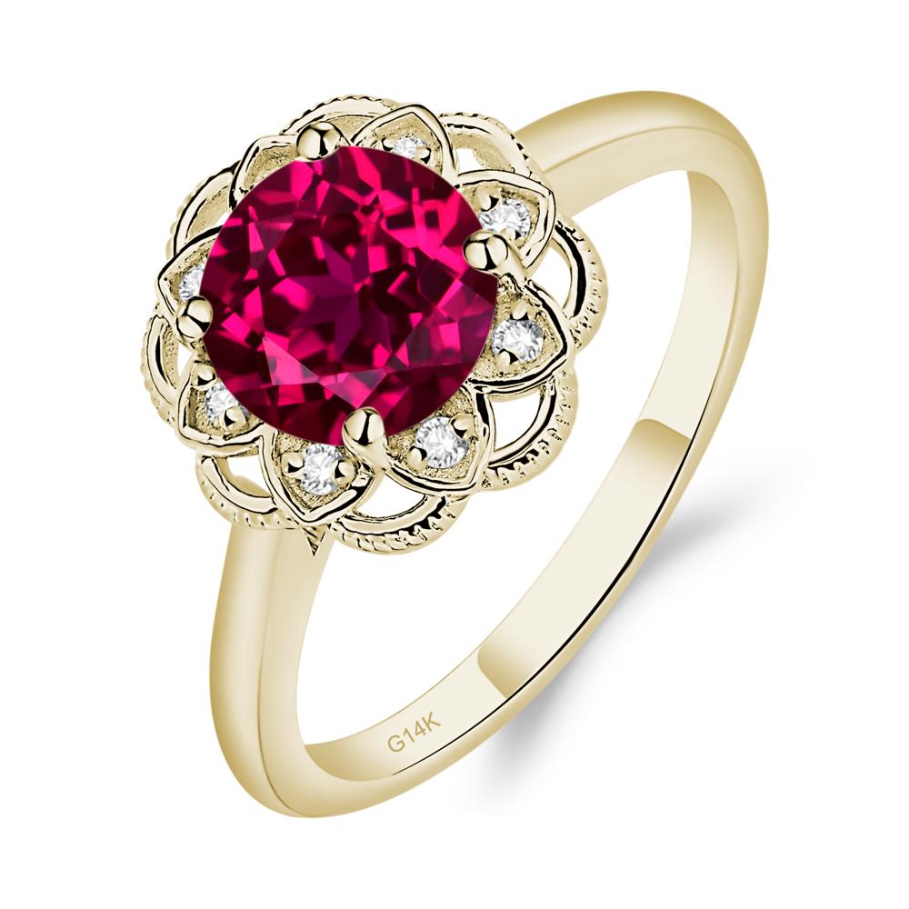 Ruby Vintage Inspired Filigree Ring - LUO Jewelry #metal_14k yellow gold