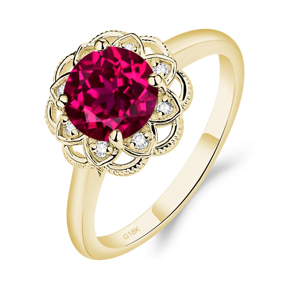 Ruby Vintage Inspired Filigree Ring - LUO Jewelry #metal_18k yellow gold