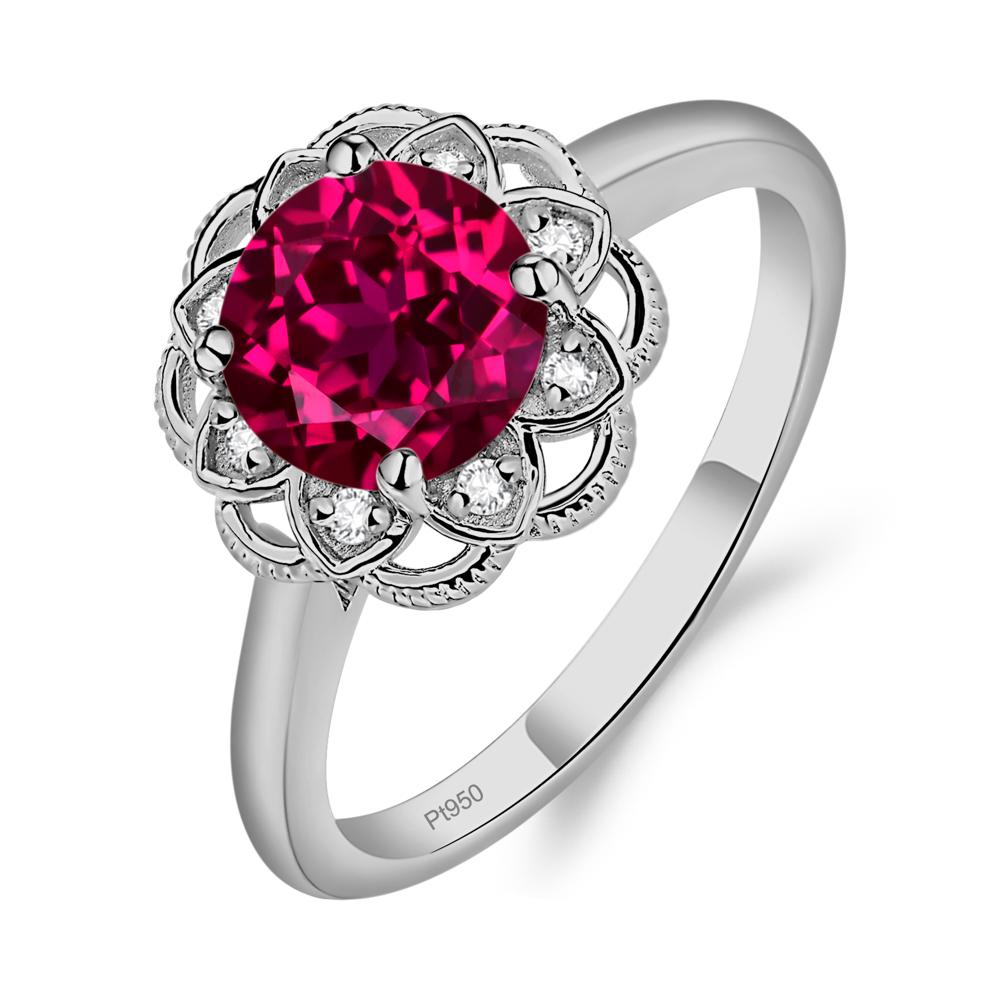 Ruby Vintage Inspired Filigree Ring - LUO Jewelry #metal_platinum
