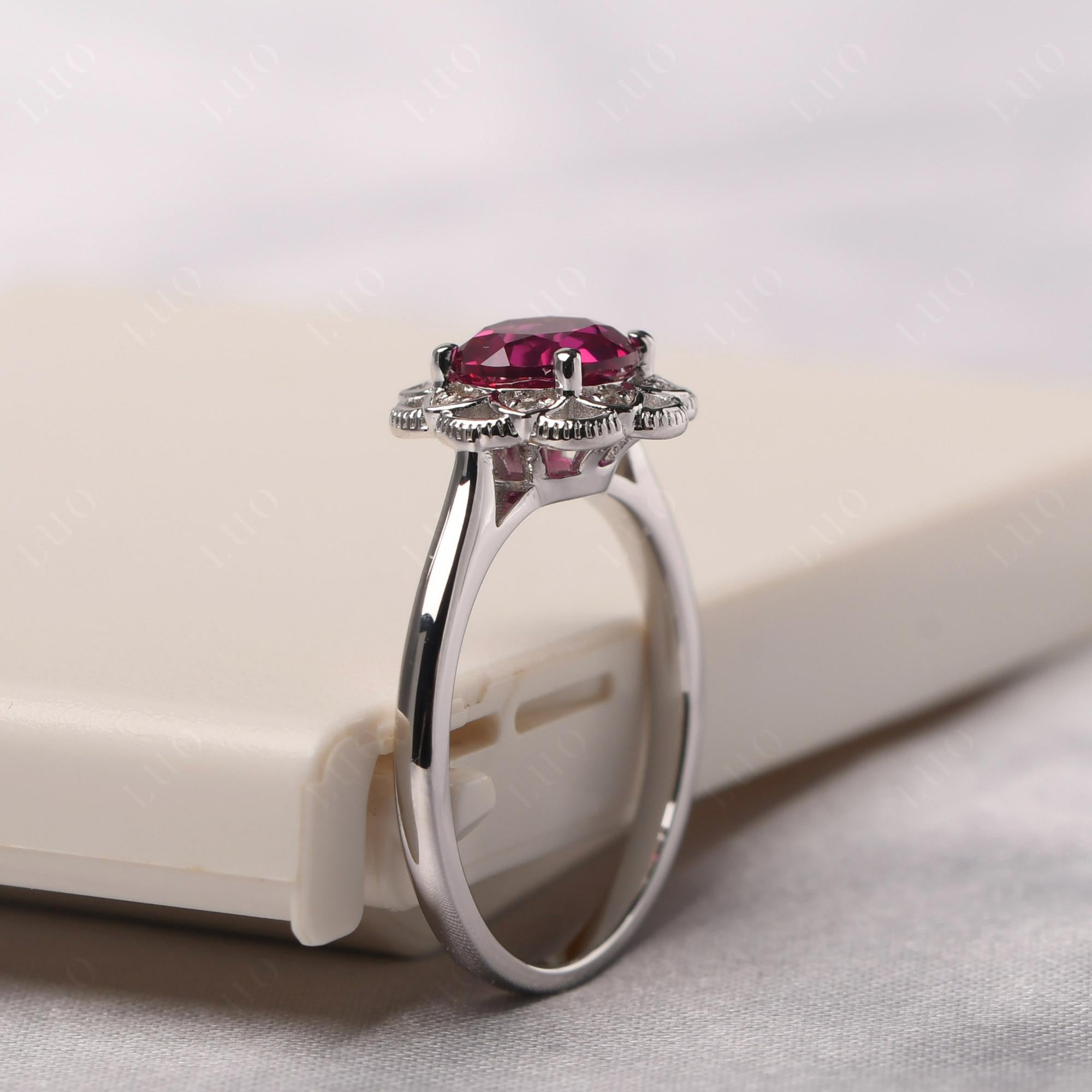 Ruby Vintage Inspired Filigree Ring - LUO Jewelry