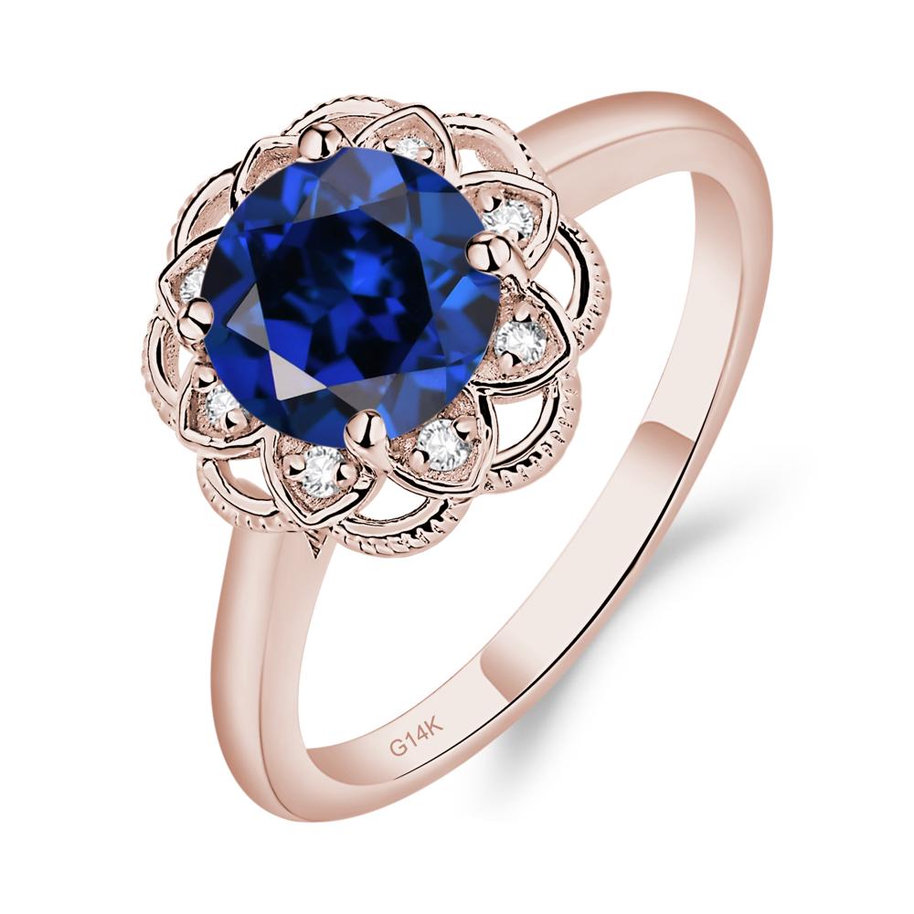 Sapphire Vintage Inspired Filigree Ring - LUO Jewelry #metal_14k rose gold