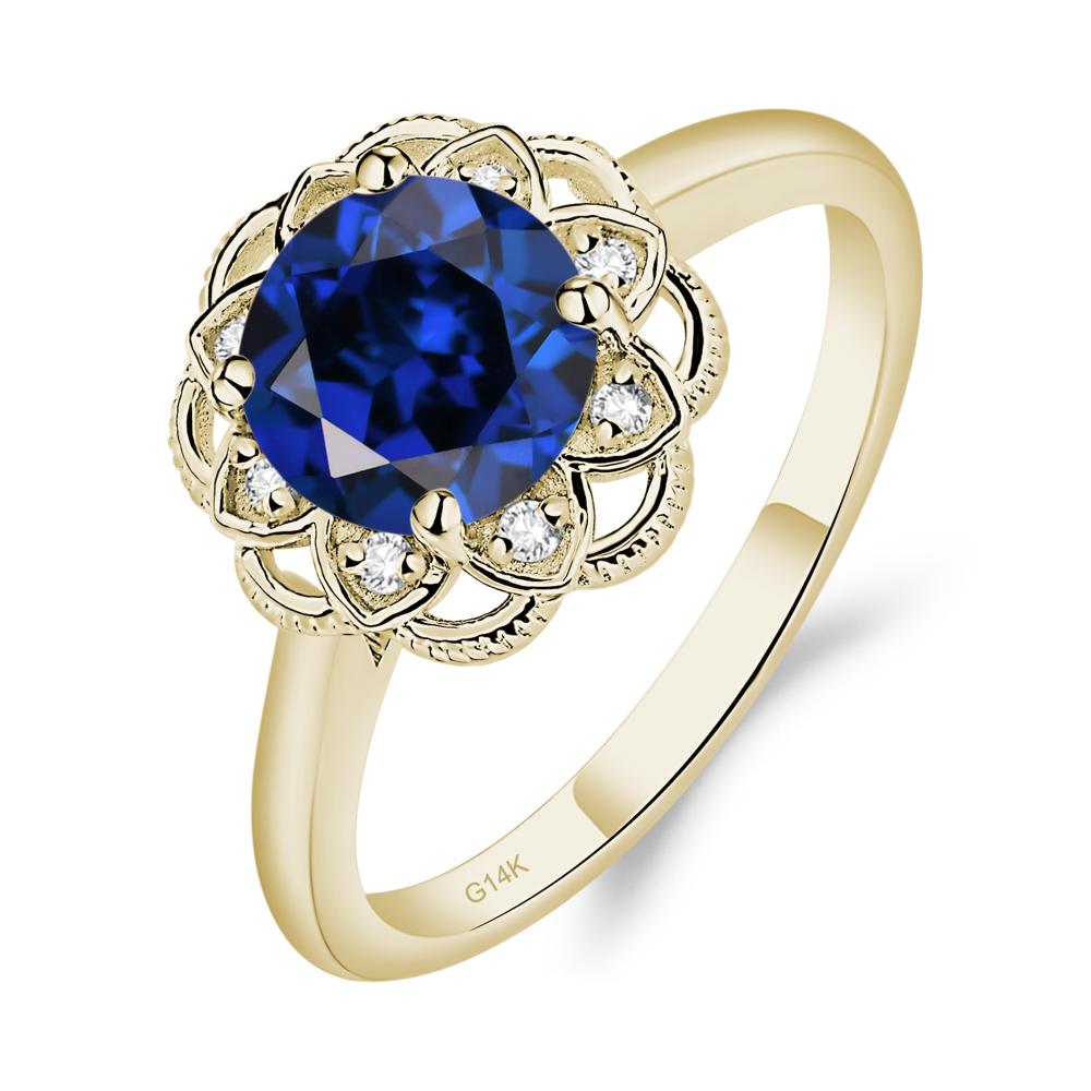 Sapphire Vintage Inspired Filigree Ring - LUO Jewelry #metal_14k yellow gold