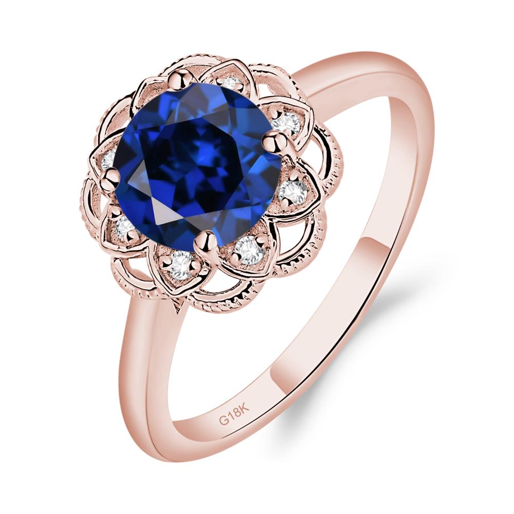 Sapphire Vintage Inspired Filigree Ring - LUO Jewelry #metal_18k rose gold