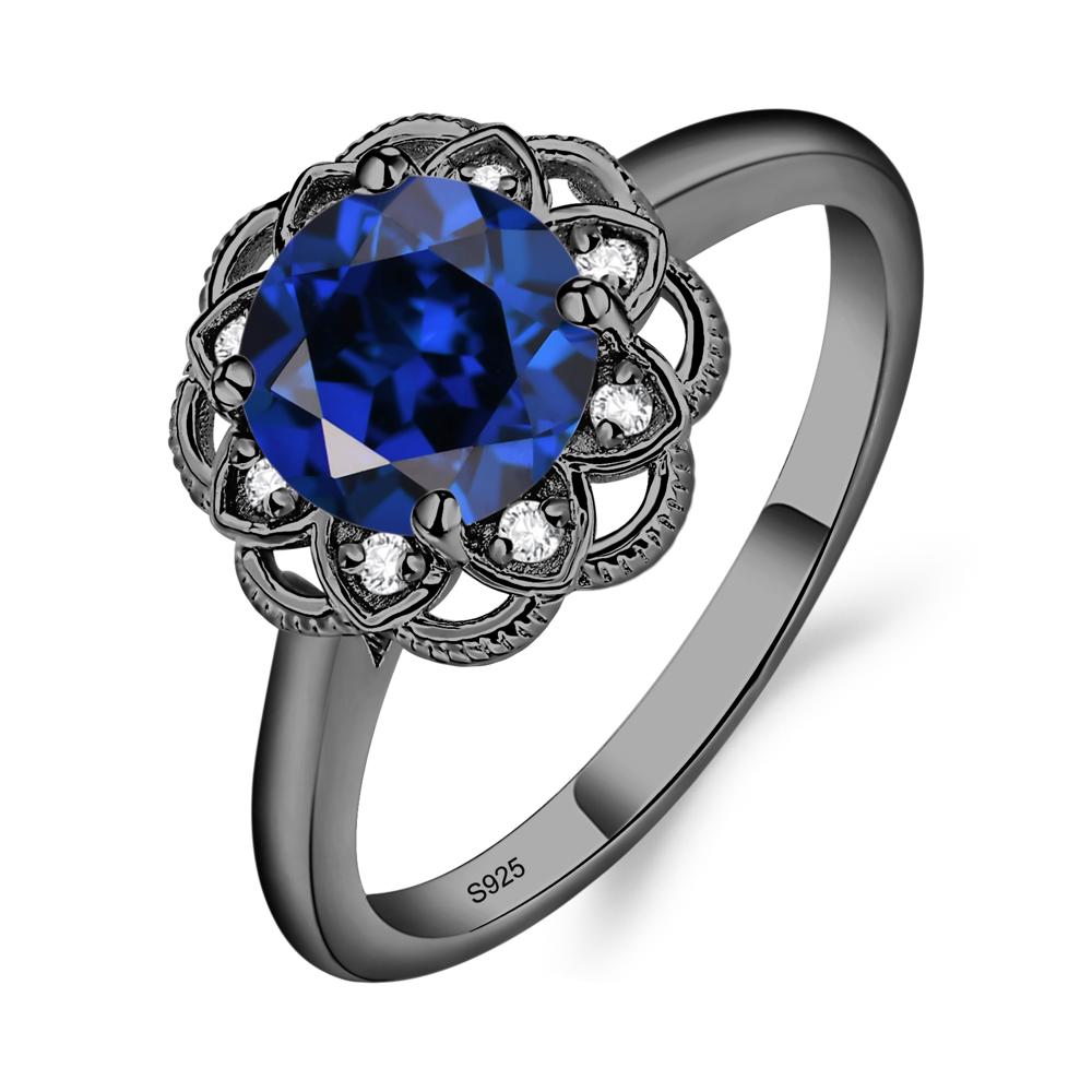 Sapphire Vintage Inspired Filigree Ring - LUO Jewelry #metal_black finish sterling silver
