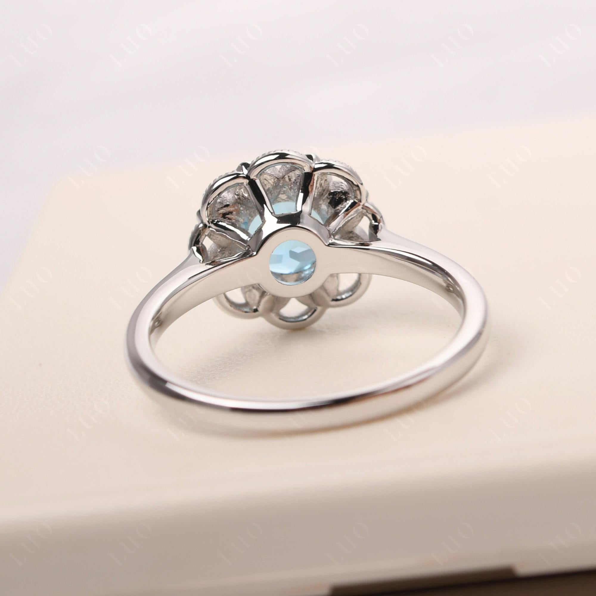 Swiss Blue Topaz Vintage Inspired Filigree Ring - LUO Jewelry