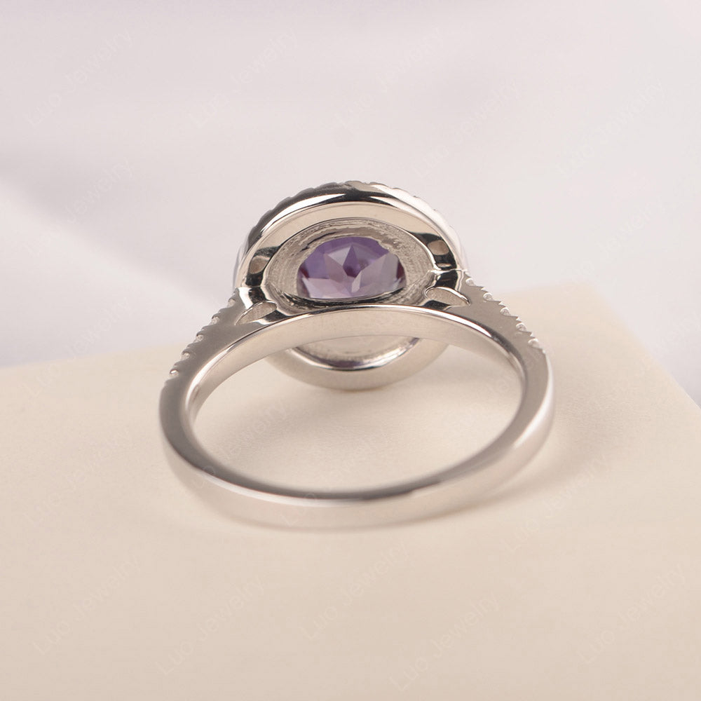 Round Alexandrite Double Halo Engagement Ring