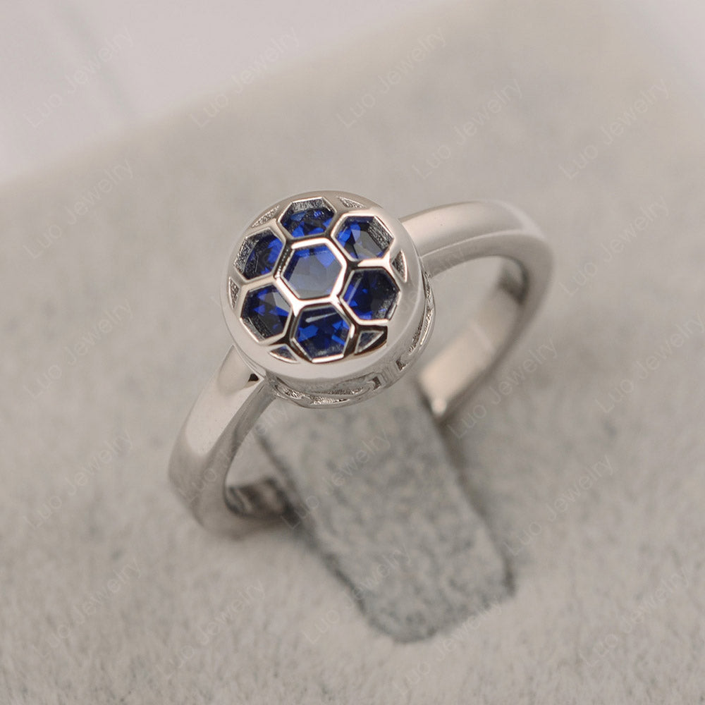 Football Inspired Lab Sapphire Ring
